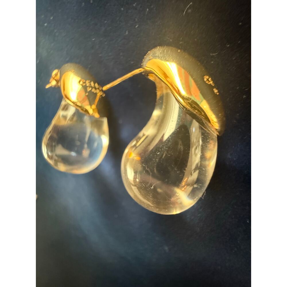 CELINE Paris Vintage Gold in Glass Teardrop Earrings - Picture 7 of 10